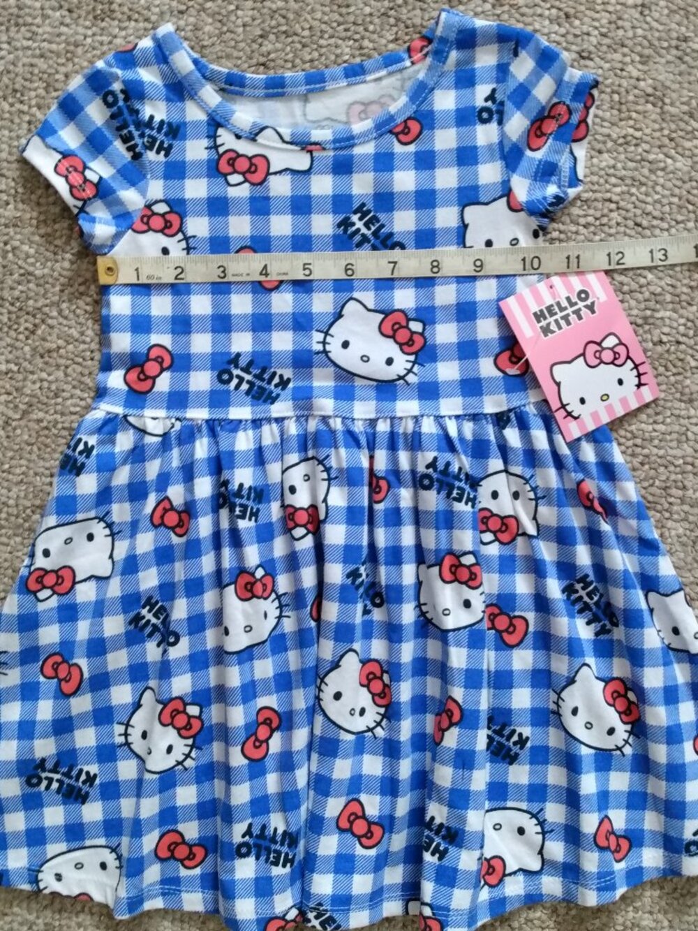 Hello Kitty Toddler Dress Size 3T Blue Plaid Casual CUTE! Very Soft ~ NWT